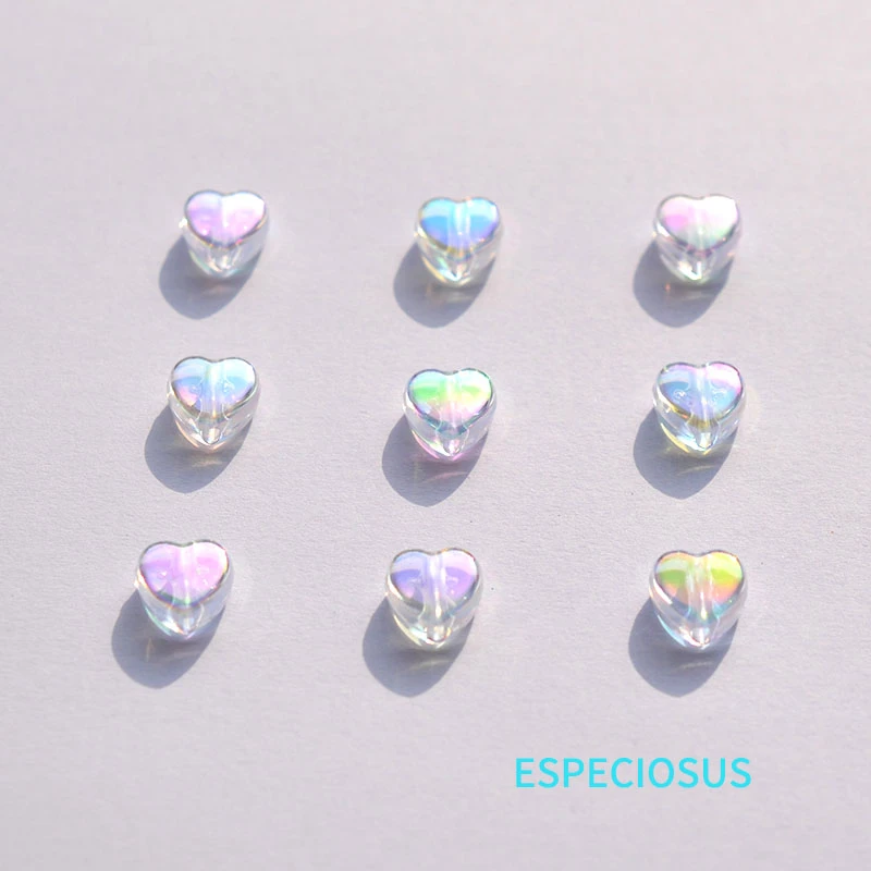 Perles amples en acrylique Transparent en forme de cœur, 9MM, plaqué multicolore, accessoires de Bracelet d'espacement, départements de fabrication de bijoux à faire soi-même