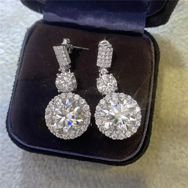 New Hot-Selling Round Super Flash Earrings Fashionable European Beautiful Women's Banquet Light Luxury Earrings