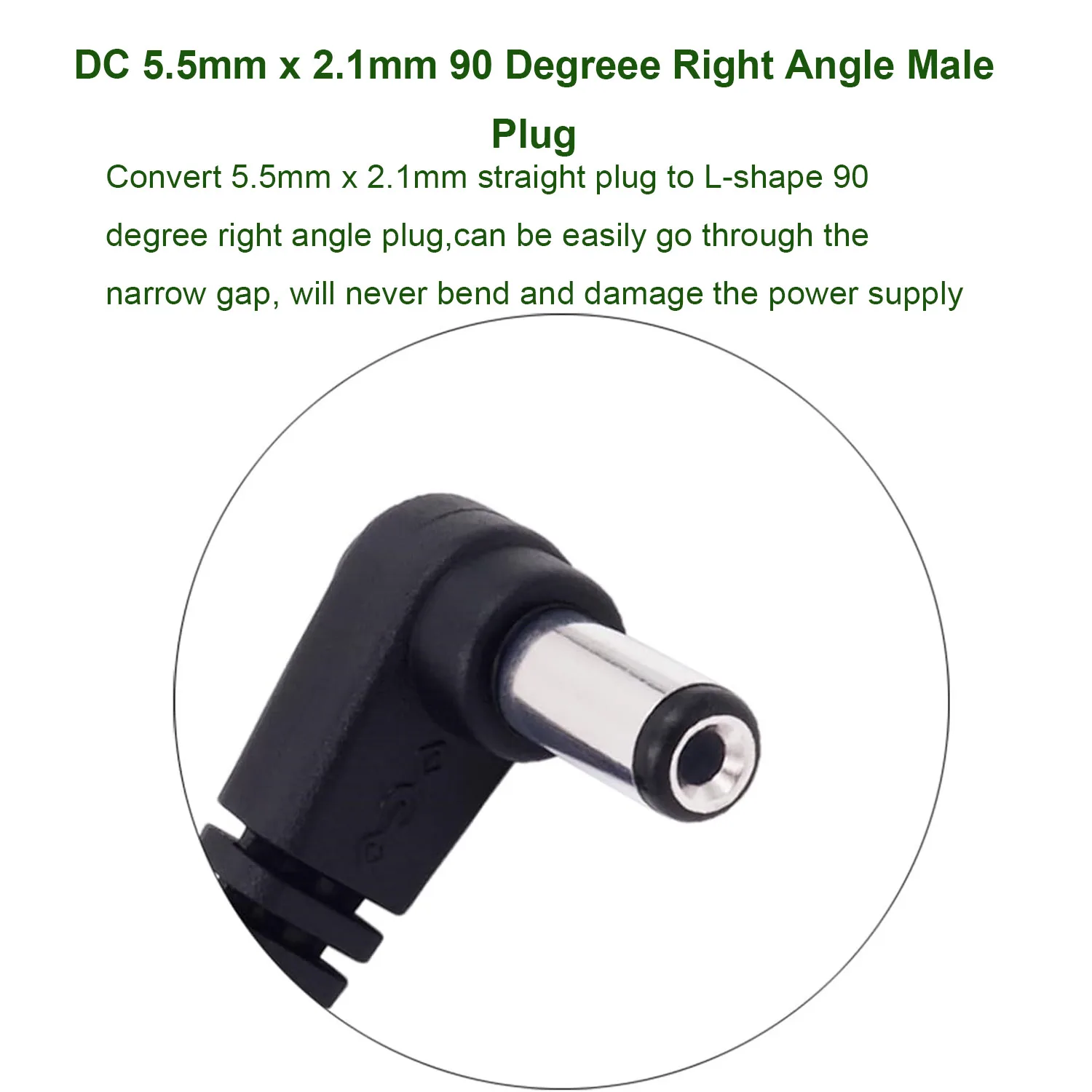 DC-Stromverlängerungskabel 5,5mm X 2,1mm 90 Grad Rechtwinkliger Stecker auf Buchse Adapter CCTV Überwachungskamera LED-Streifen – Detail 6
