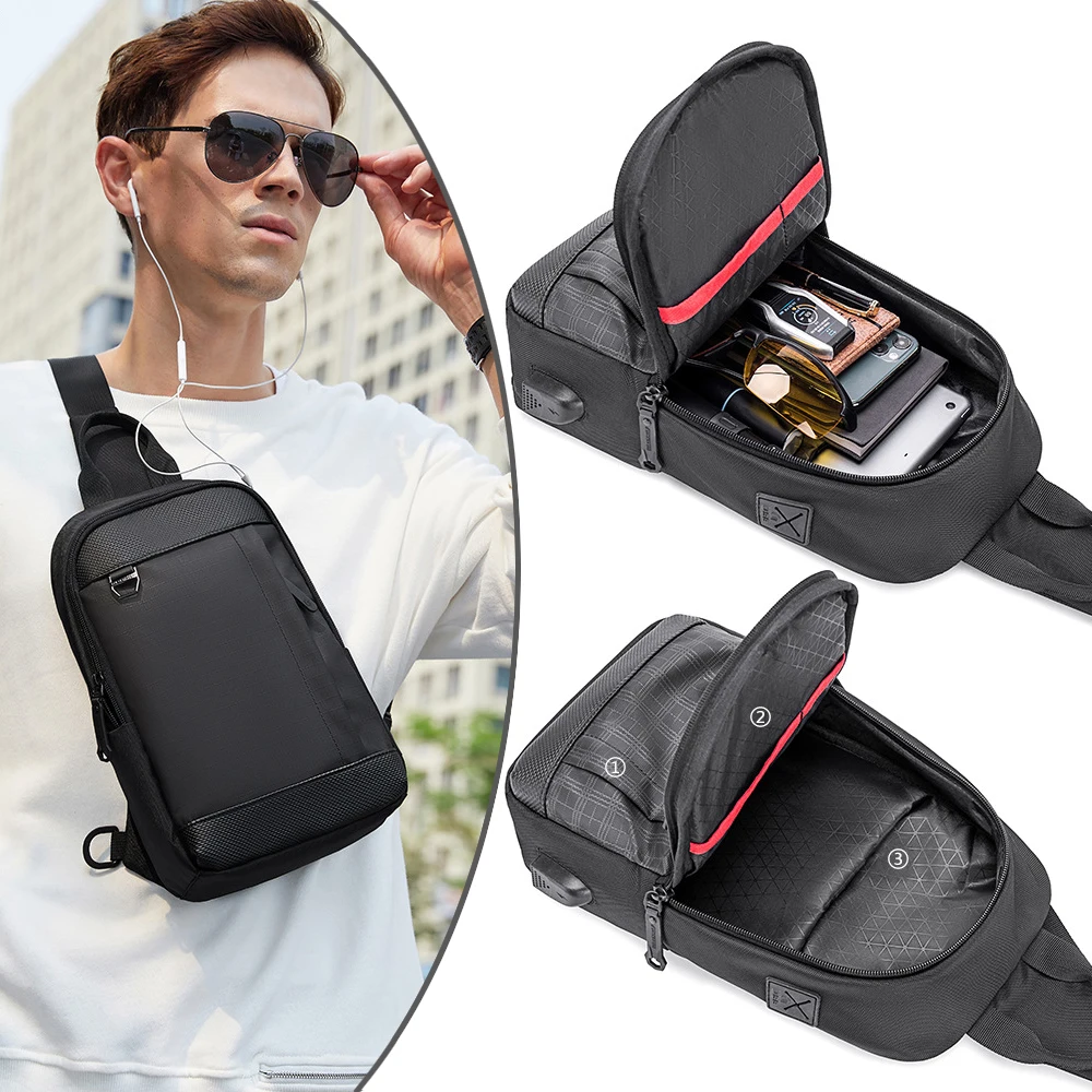 حقيبة كمبيوتر لوحي 9.7 بوصة USB شحن الكتف رسول حقائب مع ثقب سماعة الصدر حقيبة حزمة السفر Crossbody حقيبة رياضية