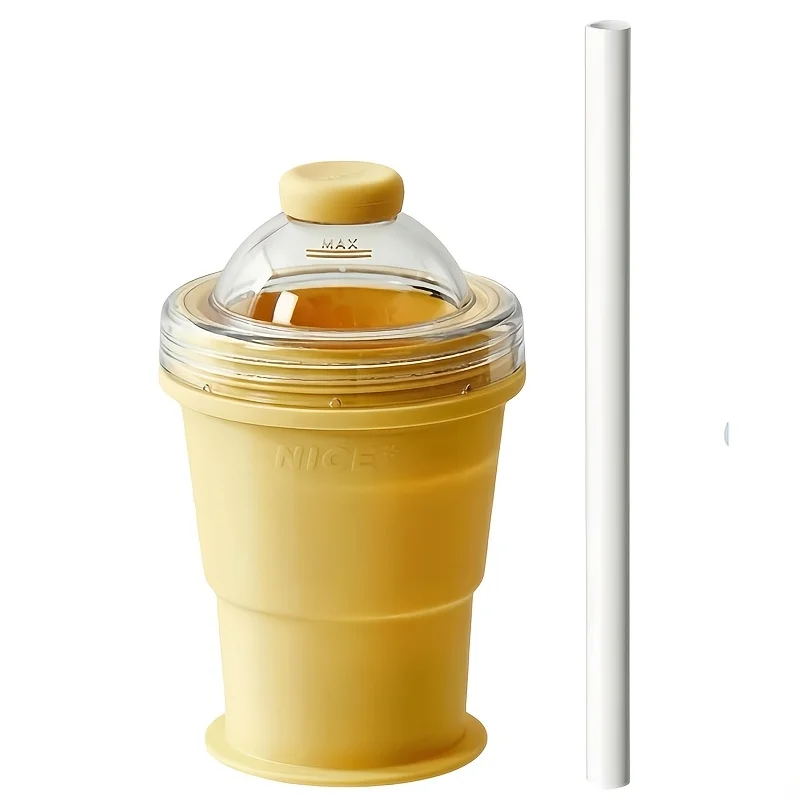 This 2-in-1 collapsible hockey cup comes with a straw and lid. Suitable for various beverages such as coffee and juice. - view 2