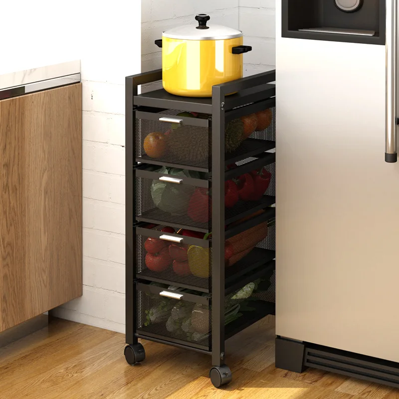 

Multifunctional kitchen vegetable and fruit rack square floor multi-layer drawer type living room miscellaneous snacks storage