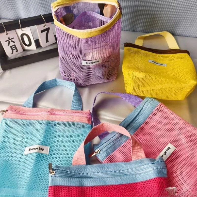 Organizador de Maquiagem Cor Macaron, Bolsa de Viagem Respirável para Mulheres, Grande Capacidade, Bolsa de Higiene Pessoal, Bolsa de Praia e Natação 