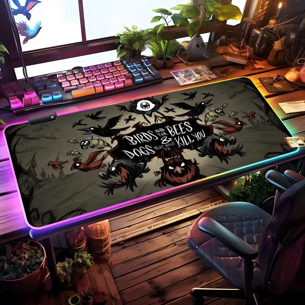 

Коврик для мыши Dont Starve RGB, игровой коврик для мыши, настольный коврик HD, большой игровой коврик с LED-подсветкой, XXL коврик для мыши