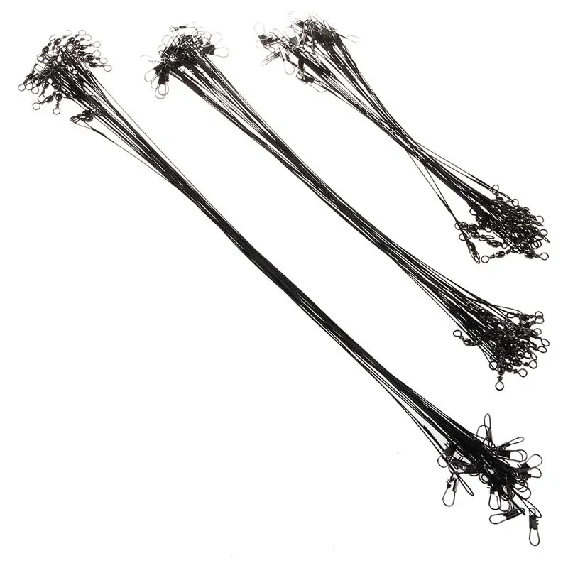 Linha de pesca 60 peças líder de fio de aço inoxidável 15/23/30cm linha preta