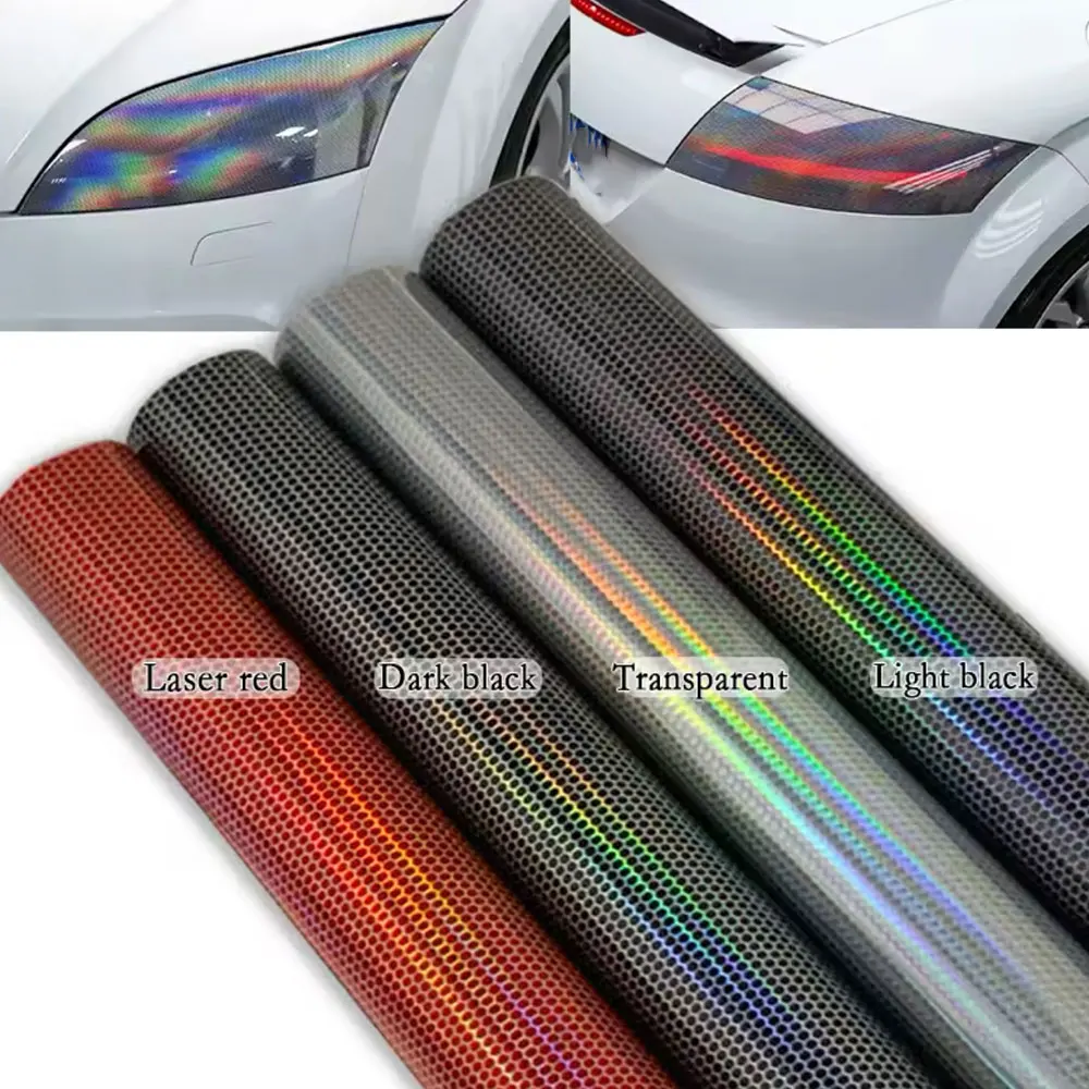 30cm x 300cm PVC Car Laser Honeycomb Headlight Taillight Vinyl Film Wrap Tint Waterproof Fog Light Taillight Honeycomb Sticker