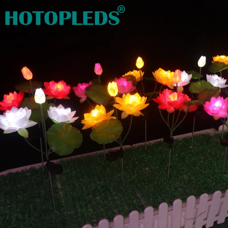 

Hot-selling Led Solar Outdoor Simulation 3-head Lotus Light, Lawn Light, Garden Decoration Light, Floor Plug Light