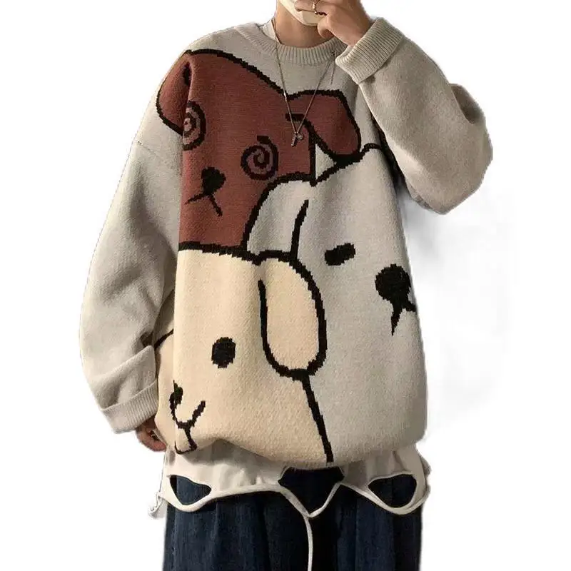 

Высококачественный вязаный свитер с круглым вырезом, свободный крой, доступны несколько шаров, корейская модная верхняя одежда Base irt