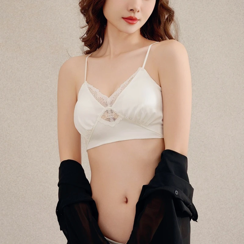 Luxury 19MM Silk Lingerie Sexy Woman Cross-Back Lace Bra Top Comfortable Woman Bras Women's Bras and Bralettes Womens Underwear