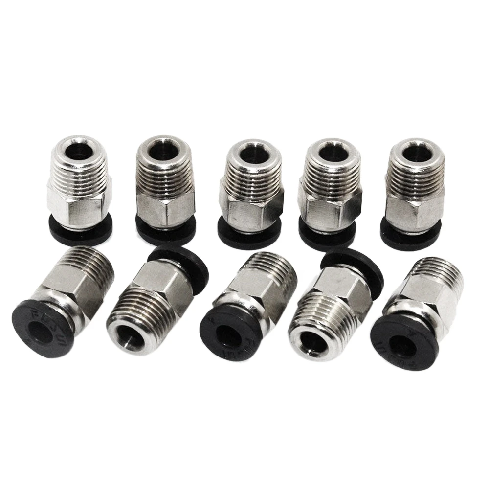 Pc4-M10 Male Straight Pneumatic Pefe Tube Push For E3D-V6 Fitting Connector Bowden Extruder 3D Printer (Pack Of 10Pcs)