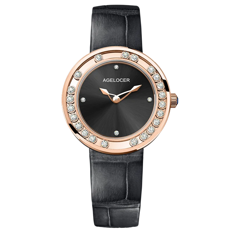 AGELOCER Orologio Baikal originale con diamanti Orologio al quarzo da donna in oro di lusso con diamanti Orologio con diamanti Regalo di compleanno per le donne