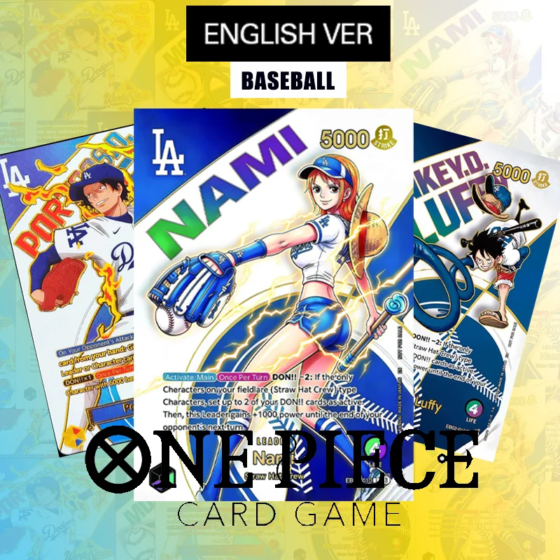 Tarjeta Coleccionable de Anime DIY Baseball X One Piece Serie Inglesa EB02-010 Monkey D. Luffy EB02-010 Nami OP13-002 Ace