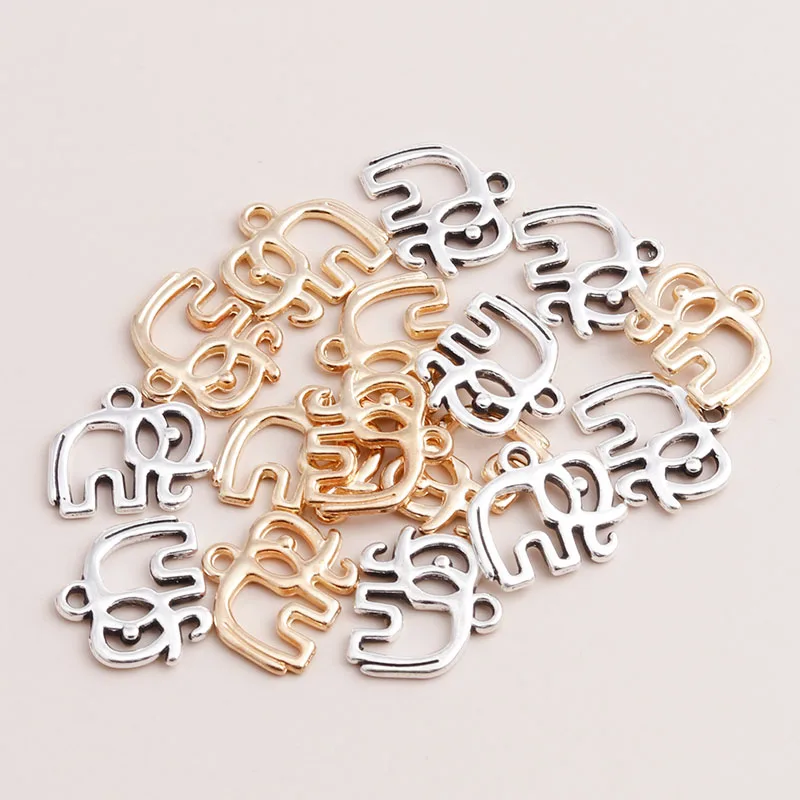 Leslie 20 Stück 16*13mm Legierung Hohle Elefanten-Anhänger Indische Tier-Charms für Armband Halskette DIY Schmuckherstellung Zubehör – Detail 1