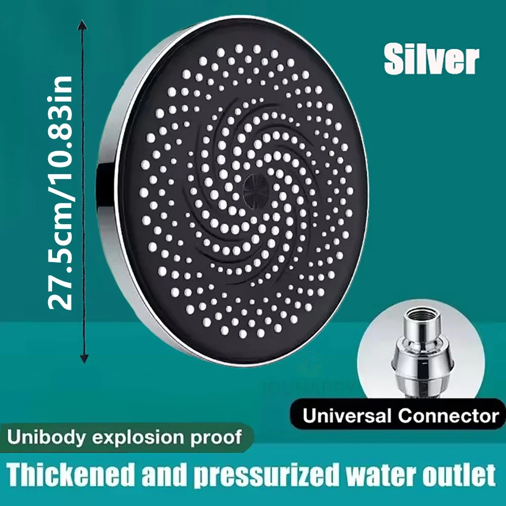 11 Inch ABS High Pressure Rainfall Shower Head Bathroom 360° Adjustable Angle Anti-Clog Nozzle Water Saving Bathroom Accessories