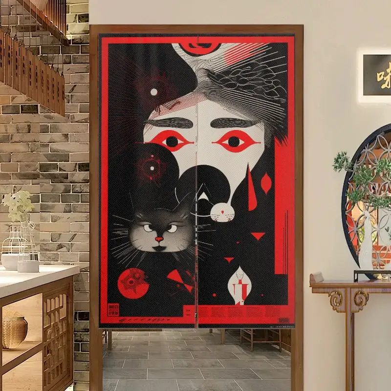 Oriental Character Japanese Door Curtain, Ancient Beauty Portrait Noren, Aesthetic Bedroom Partition Curtain, Vintage Home Decor