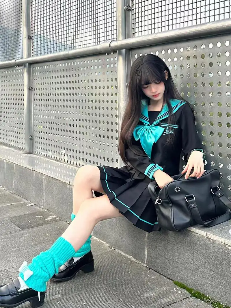 2025 primavera novo original jk uniforme terno japonês menina básico estilo acadêmico doce bonito de manga comprida saia plissada terno de marinheiro