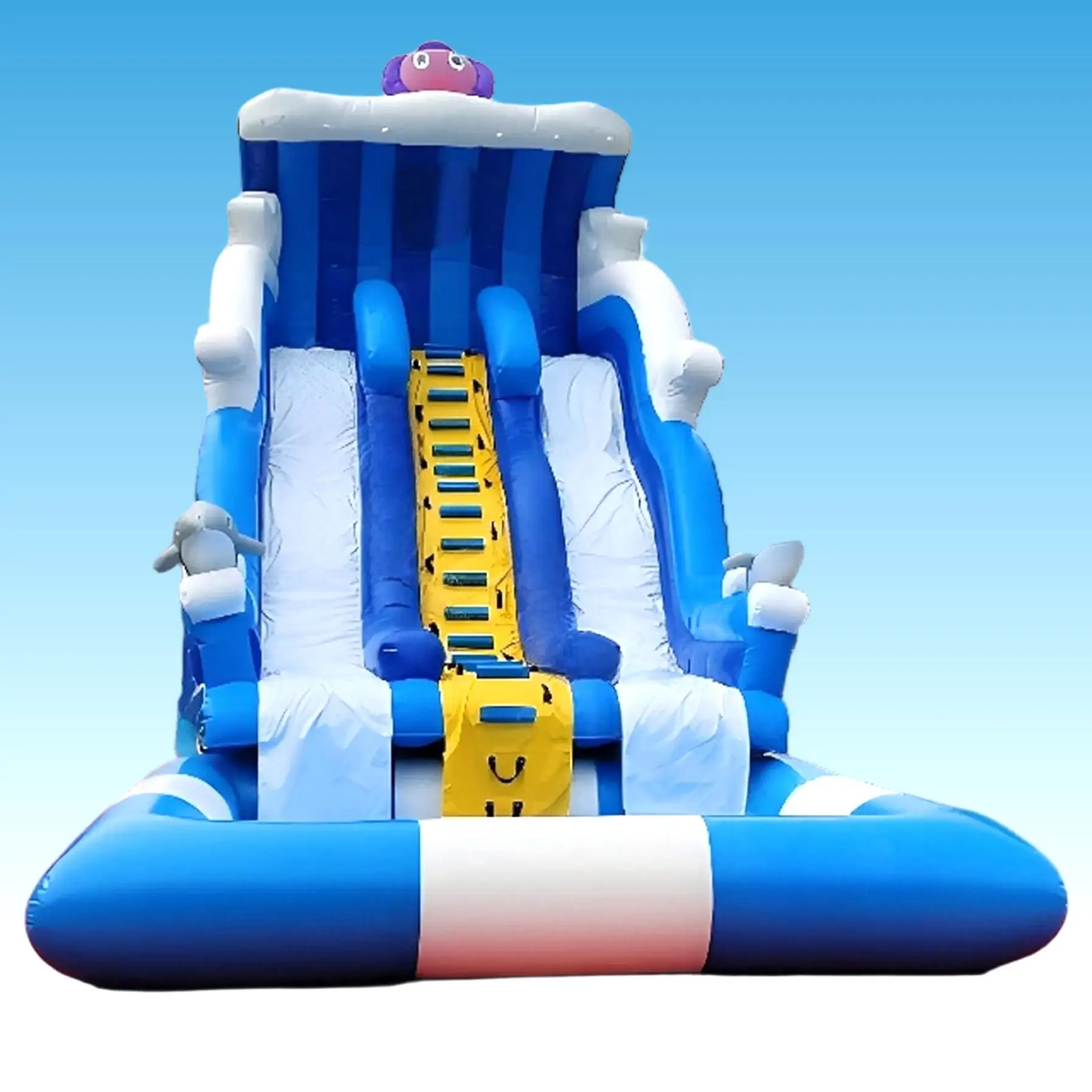 China Backyard Large Water Slide Commercial Grade Waterslide Blue Ocean Water Slide Inflatable With Swimming Pool for Park