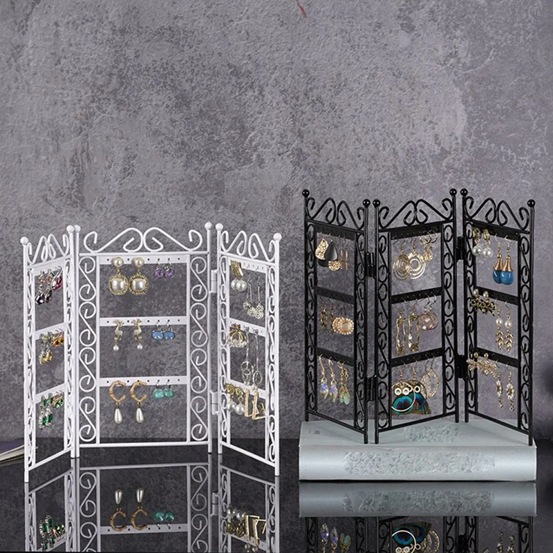 72-Hole Fashionable Folding Screen Jewelry Rack Jewelry Storage Earrings Rack Jewelry Display Earrings Storage