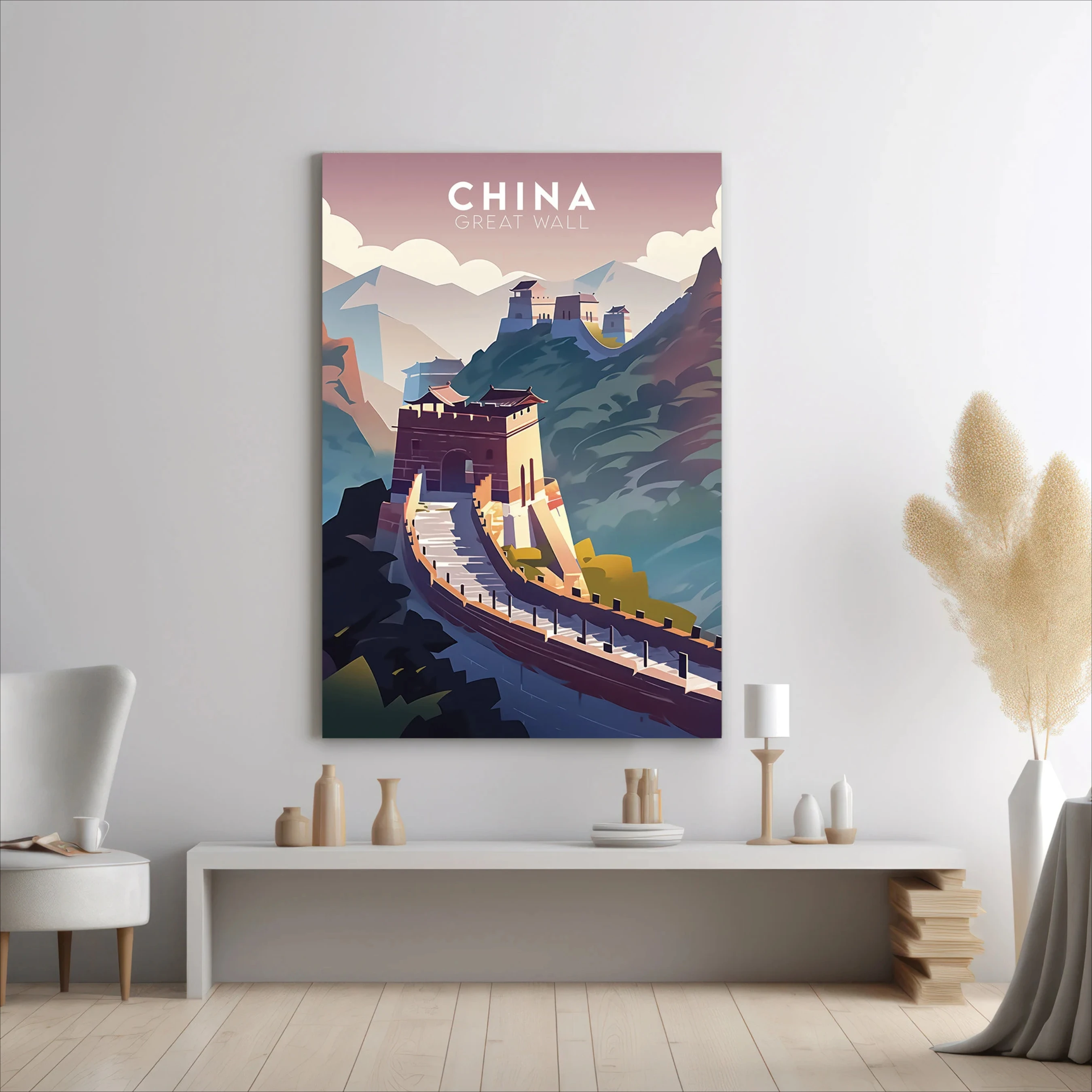 1pc frameless Canvas Painting Worldwide Travel Poster,The Great Wall, Pagoda Bridge, Jeju Island, Mt. Fuji Iconic Landmarks Trav