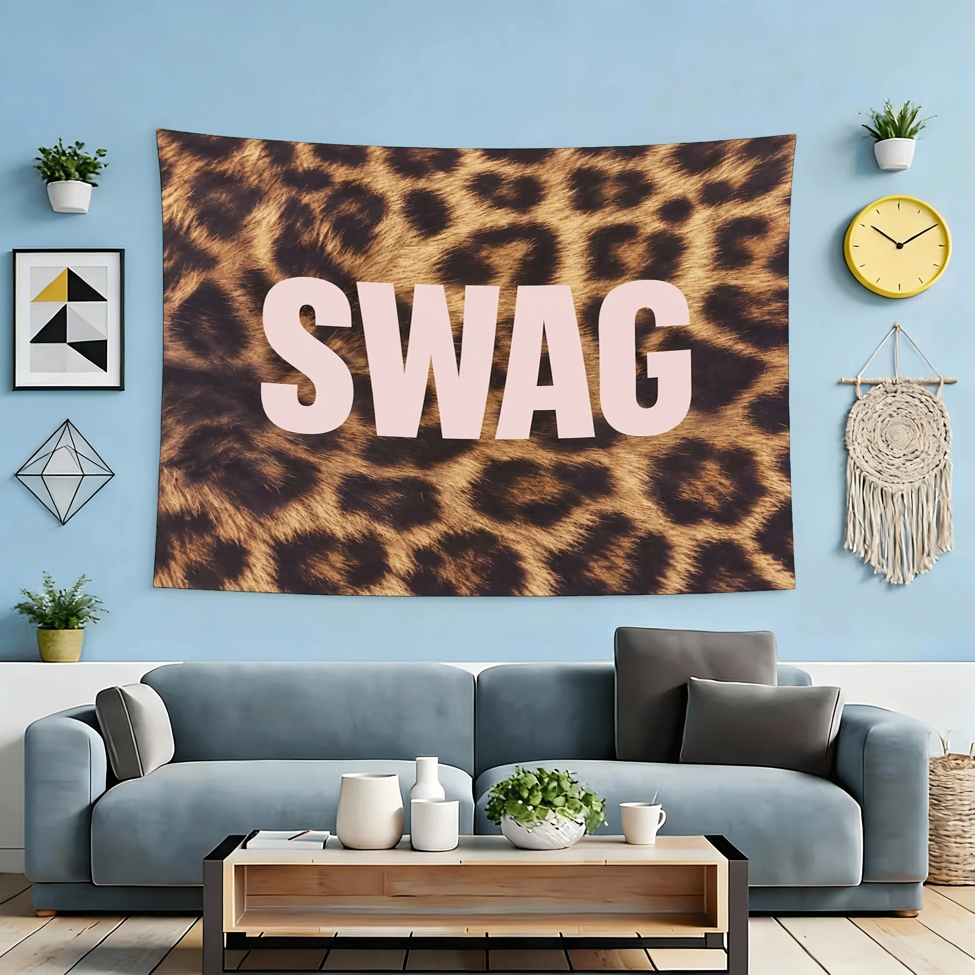 VIKAMA Leopard Print Swag Cool Tapestry American Retro Hip-Hop Style Printed Hanging Cloth Room Decoration