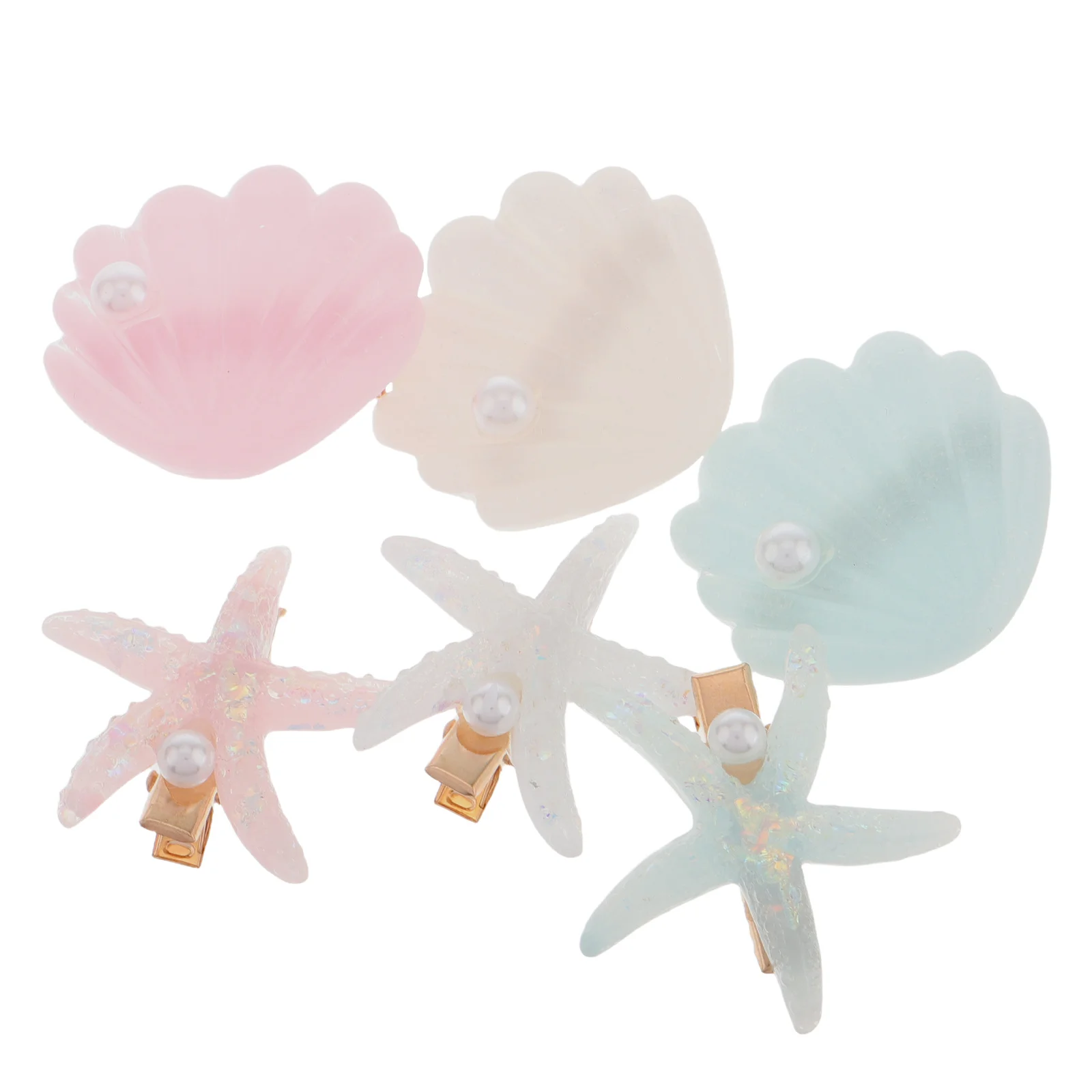 

6Pcs Seashell Star Hair Clip Set Cute Beach Hair Accessories Mermaid Decorative Clips for Parties Seashell Hairclip