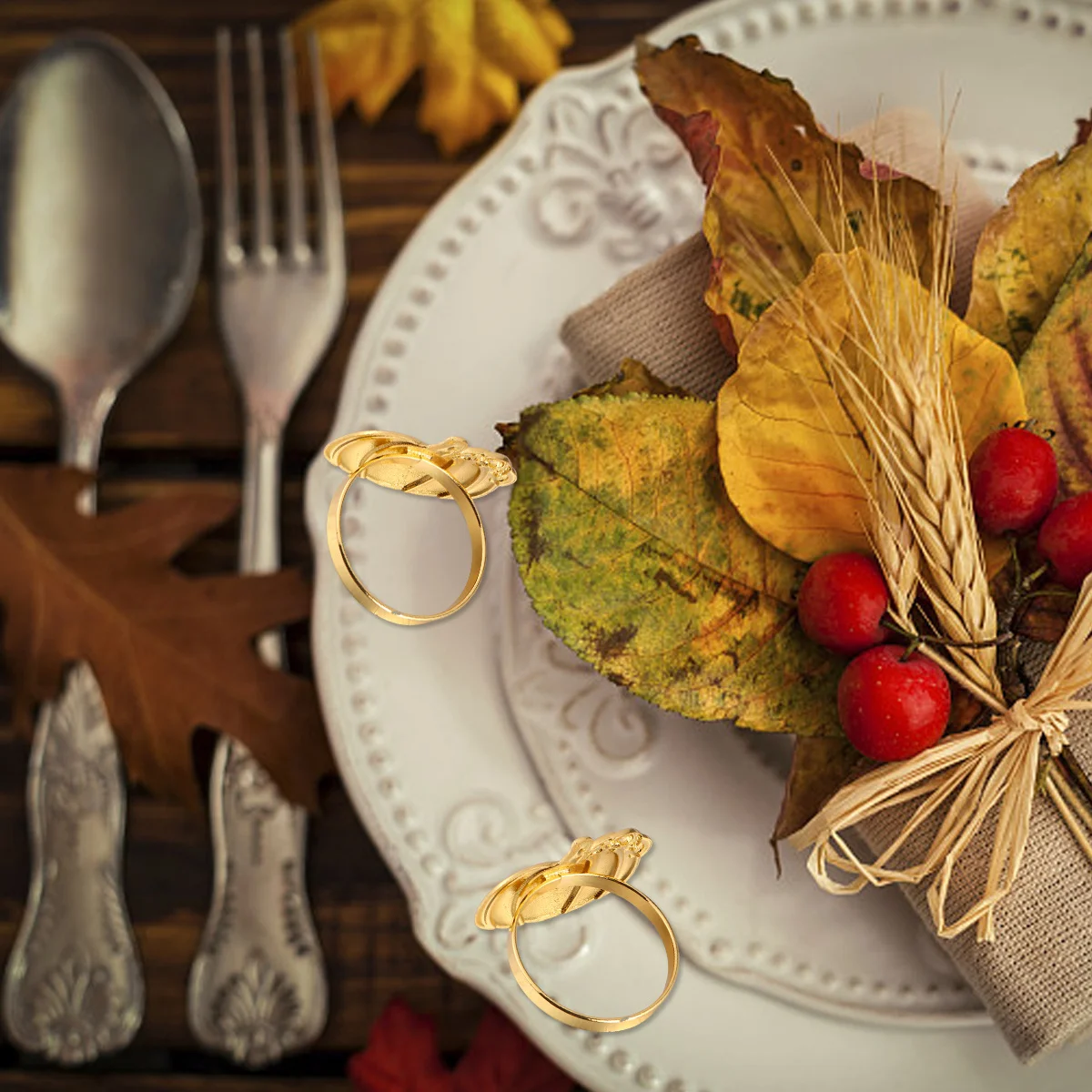 

4 шт., металлические пряжки для салфеток в виде тыквы, золотые украшения для стола на Хэллоуин, принадлежности для обеденных колец для салфеток, аксессуары для кухонного бара