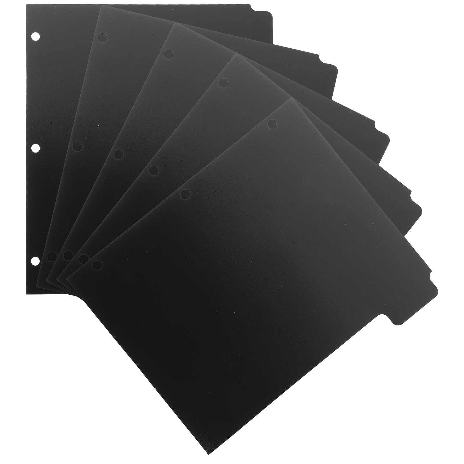 

5 Sheets A4 Loose-leaf Dividers Black PP Material Separators Notebook Supplies 3 Rings Binder Page Organizers