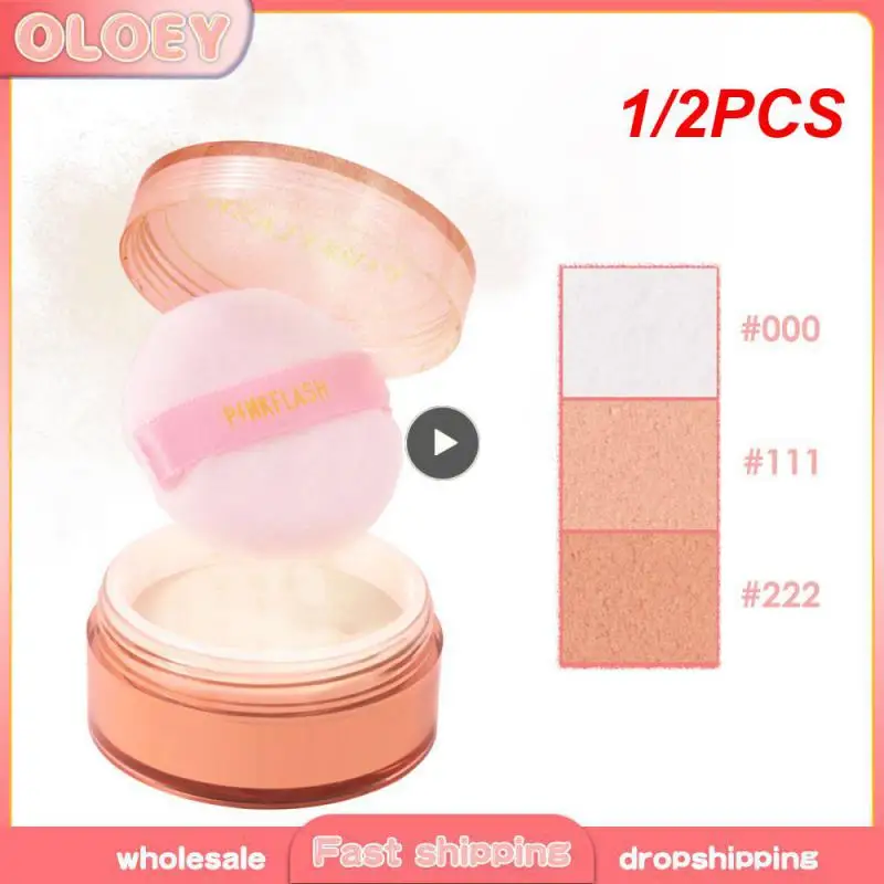 1/2PCS Full Coverage Face Loose Powder 3 Color Waterproof Oil-control Matte Setting Finish Makeup Profession Womens Cosmetics