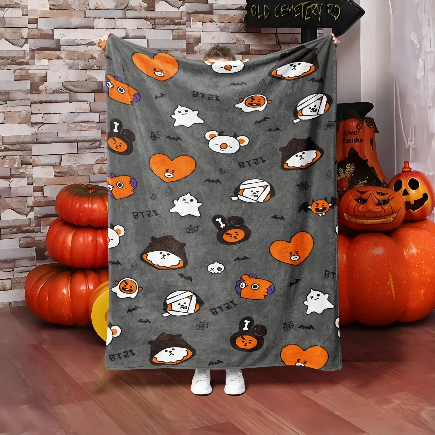 

Милое одеяло на Хэллоуин — принт «Призрак, тыква», череп и скелет» для дивана, кровати, автомобиля, дома, кемпинга, всесезонного использования