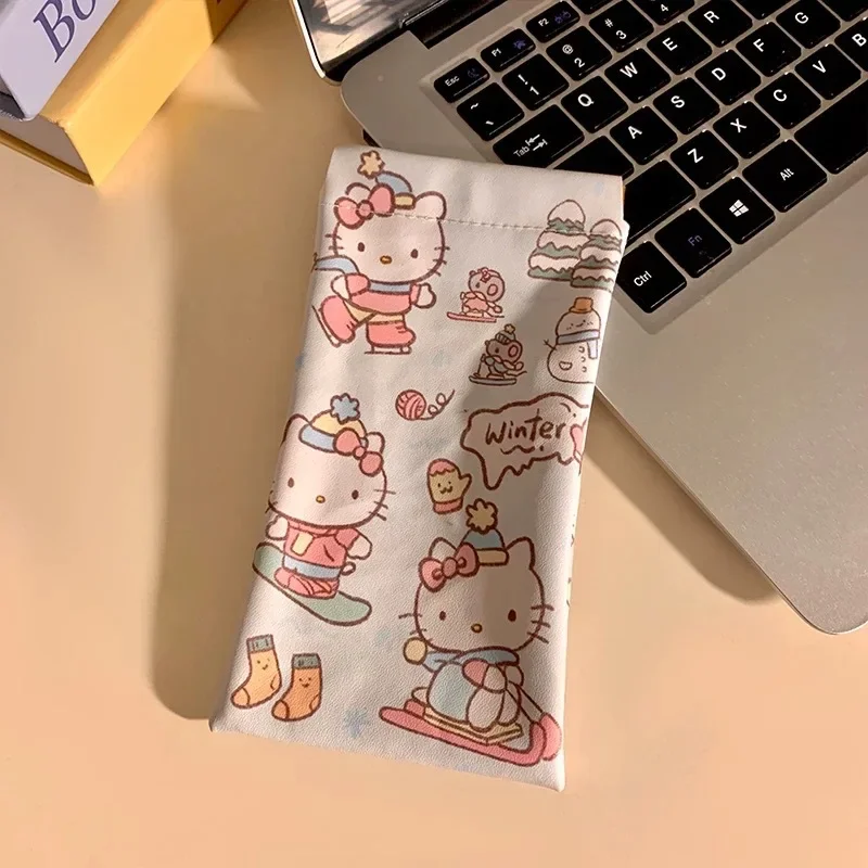 

New Cute HelloKitty Cartoon Glasses Bag Automatic Closing Myopia Lens Storage Makeup Storage Bag