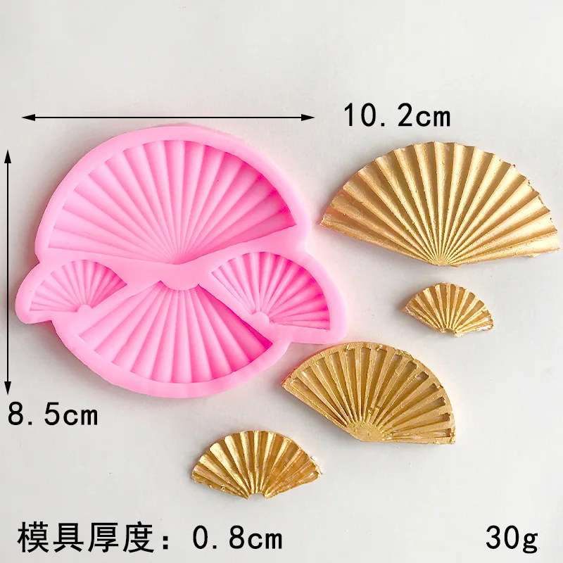 Neue dekorative Silikonform für Faltfächer mit Hochzeitsthema für Fondant im chinesischen Stil, Fächerbildschirm, Kuchen, Schokolade, Topper, Ornamentform – Detail 7