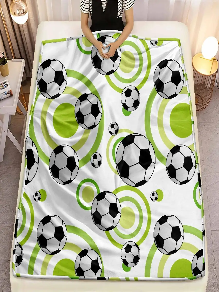 Fresh Green Circle Pattern Soft Microfiber Throw Blanket  Cozy for Bed Sofa Camping Picnic  Winter Warmth Decor
