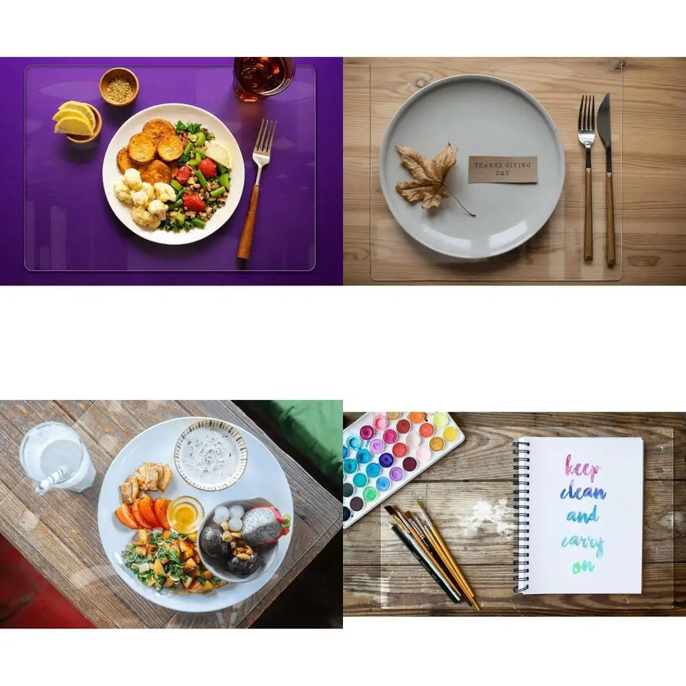 

Set of 8 Clear Vinyl Placemats, 11x17 Inches, 2mm Thick, Smooth, Large Plastic Placemats for Kids