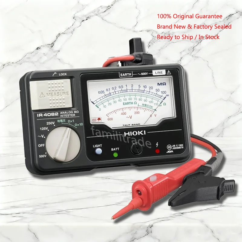 1PC NEW HIOKI IR4082-11 Analog Insulation Tester In Stock 3-Range 125/250/500V 100MΩ Earth 1100Ω 600V AC LED Leads Original Box