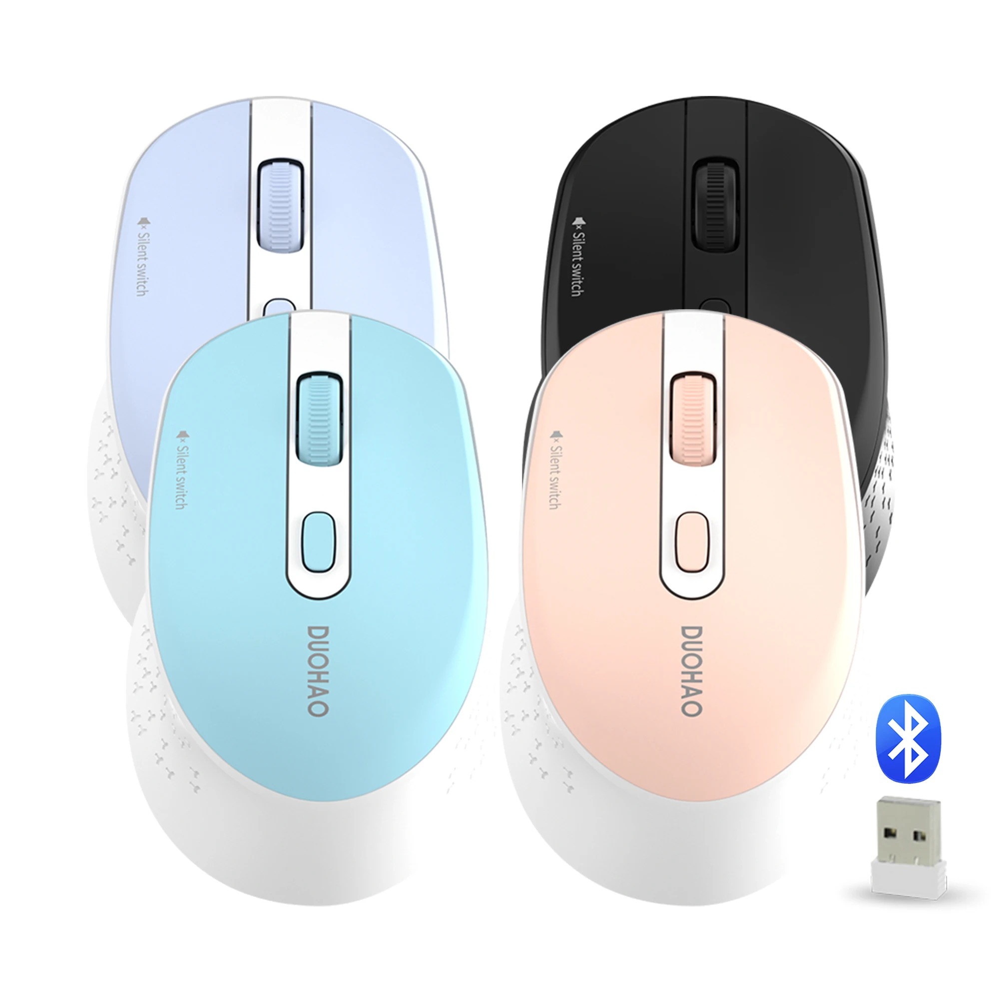 

Wireless Bluetooth Mouse 2.4G Noiseless Mouse with USB Receiver Portable Computer Mice for PC Tablet Laptop Mause