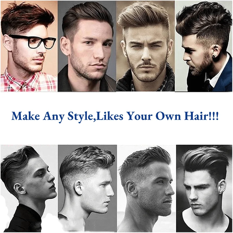 Tai-Chi Style Men Wig Male Hair Prosthesis Fine Mono Top & PU 100% Human Hair 6Men's Capillary Prothesis Durable Toupee Men Wigs