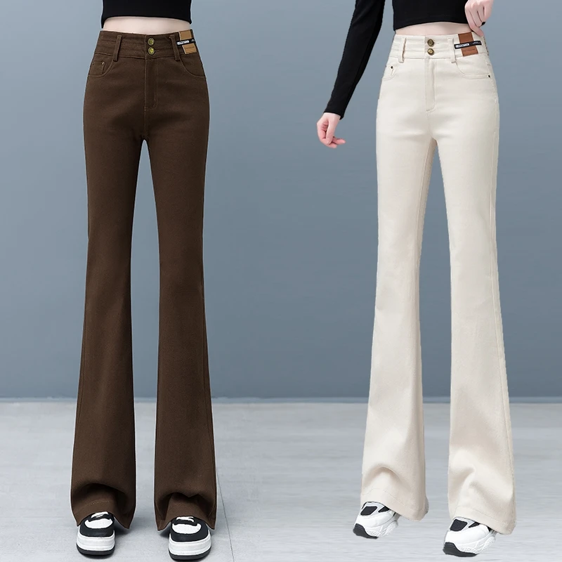 

High Waist Bell Bot Jeans Women's Slim Fit Cotton Stretch Denim Spring Autumn Faion Casual Long Pants Hoof Pants