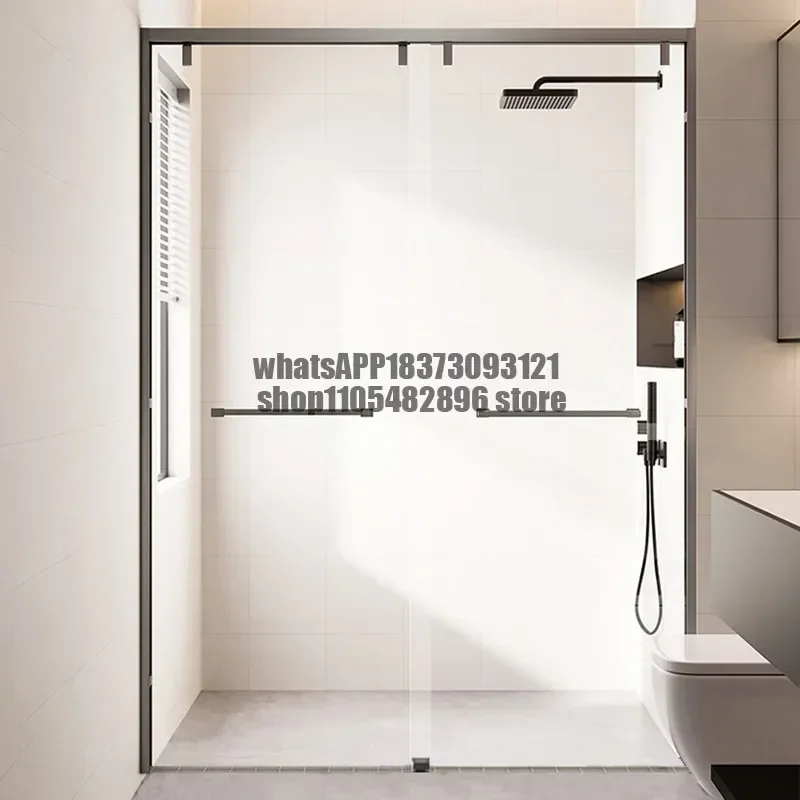 Ultra-narrow straight-line barrier-free shower room sliding door, dry-wet separation glass partition, recessed sliding door