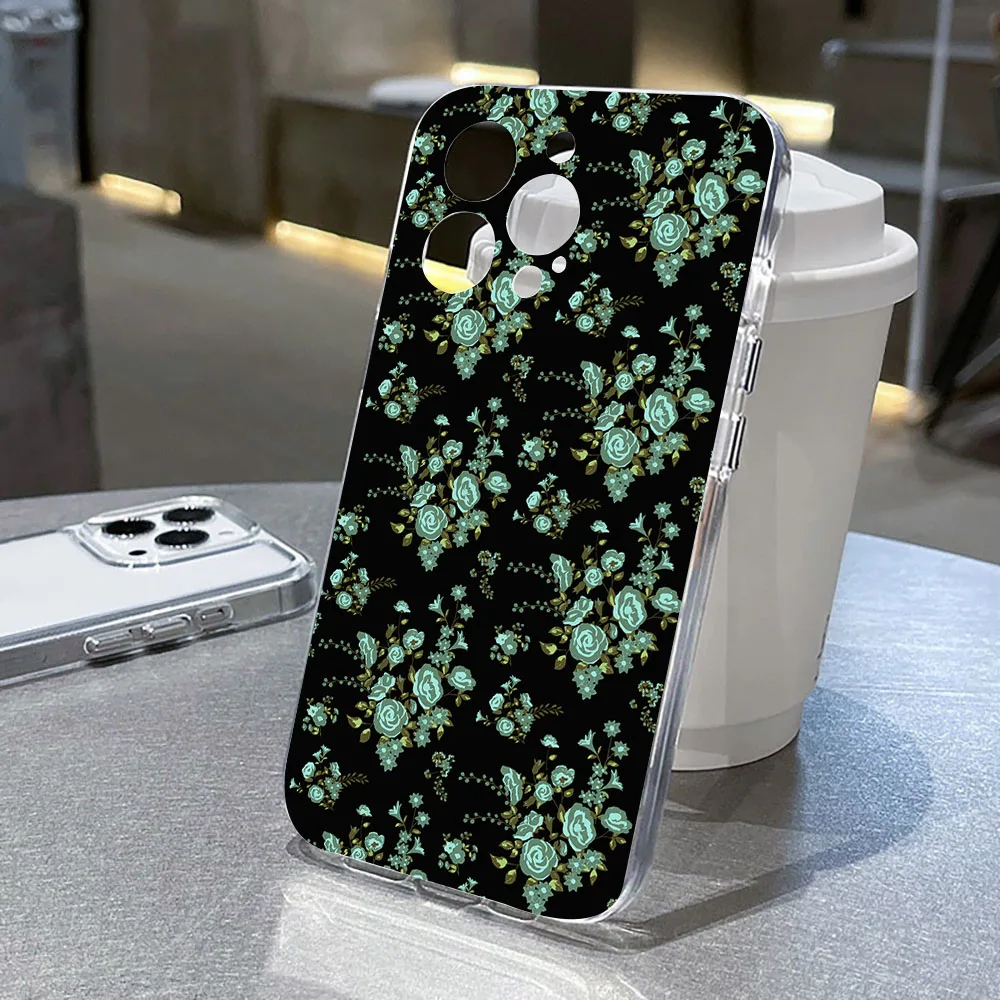 

Plant Bright Rose Pattern Phone Case For iPhone 16 13 11 14 15 12 Pro Max 16 Pro XR X XS 16E 16 7 8 Plus SE 11 Pro 13 Pro Cover
