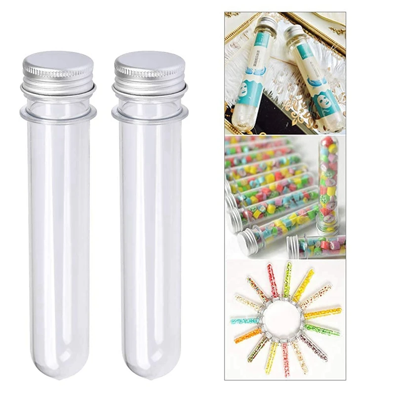 90 PCS 40ML Plastic Test Tubes With Screw Caps Reusable Transparent Container Tubes Transparent Test Tube