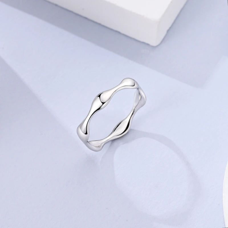 Women's 925 Sterling Silver Liquid Droplet Simple Ring, Gift Idea