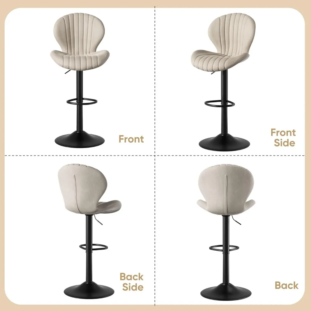 Modern Swivel Bar Chairs Set of 2, Counter Height with High Backrest, Easy Assembly