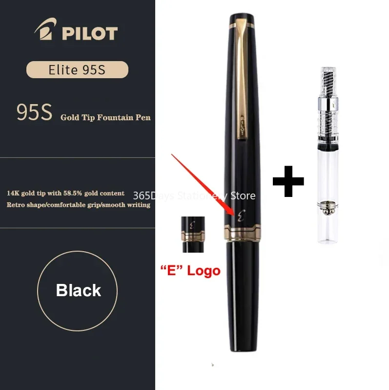 Japão Pilot-Fonte Pen 14K Gold Nib 95S Elite 95º Aniversário Gravado Pocket Design Portable Pen de papelaria de ponta sofisticada