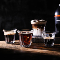Leeseph Glass Coffee Cup Espresso Cappuccino Latte Mug, 90 200ml Stripes Glass Design for Home Barista Kitchen Accessories