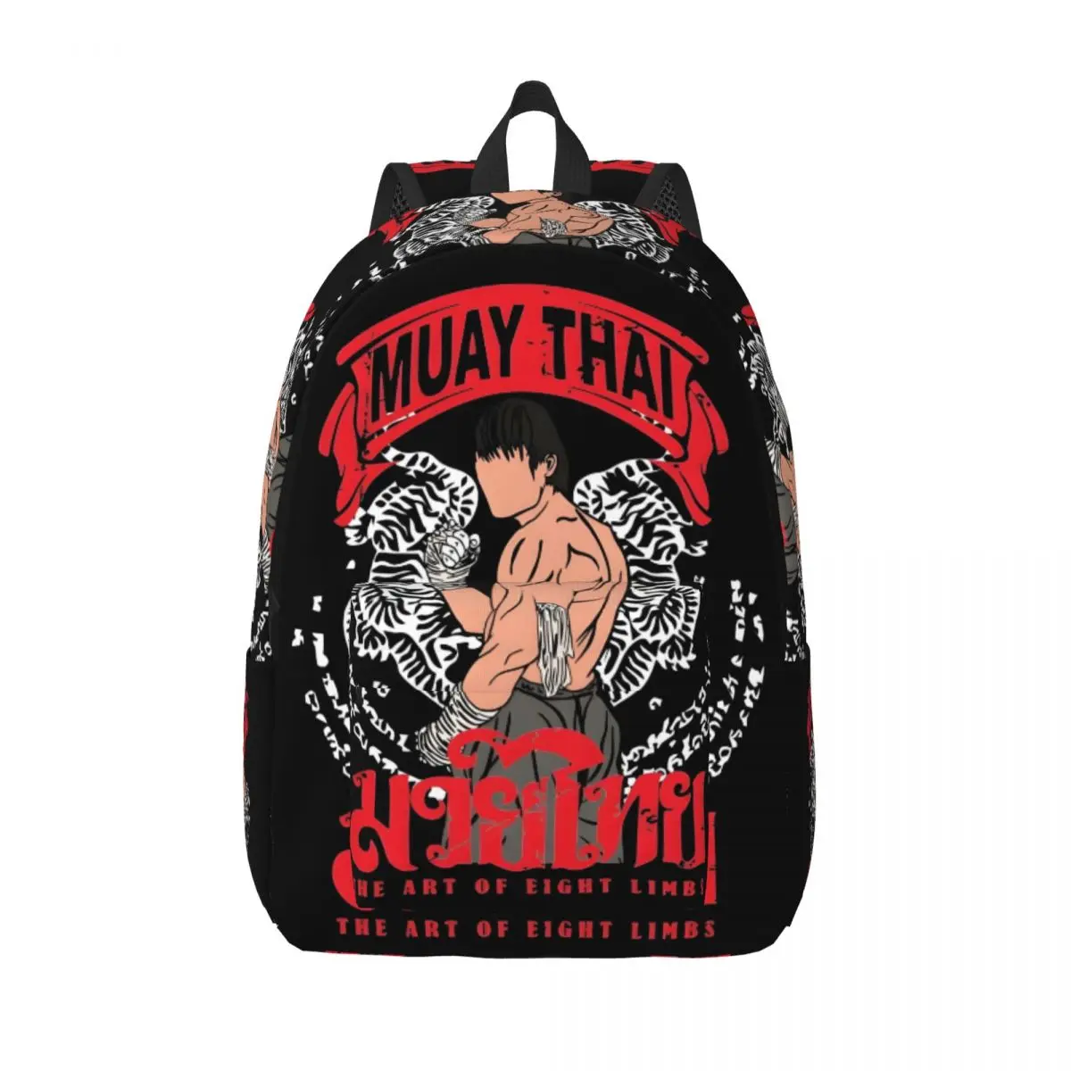 Custom Muay Thai Fighter Thailand Canvas Backpack Men Women Fashion Bookbag for School College The Art of Eight Limbs Bags