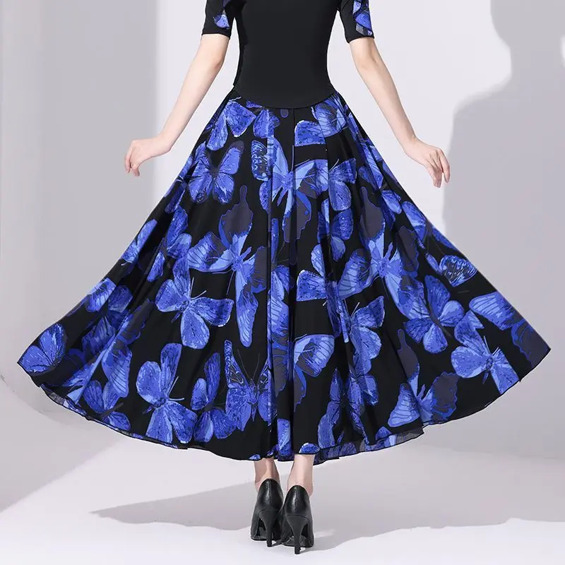 Women Elegant Long Ballroom Dance Skirt,New Modern Waltz Dance Dress, Flowy Swing Design For Latin Dance & Standard Performance