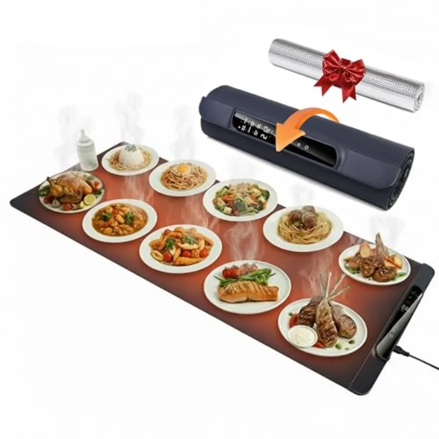 

XXL Extra Large Warming Mat for Food with Heat Resistant Pad 36"x15" Electric Food Warmer for Parties Buffet with 6 Preset Mode