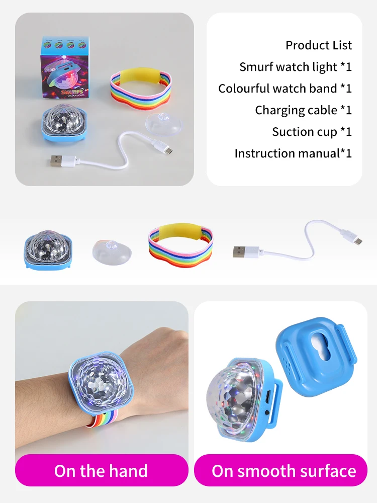 Nachtlampje Disco Stage Lights DJ Wearable Mini Projector Light Sound Control Rechargeable Wrist Atmosphere Lamp for KTV Party