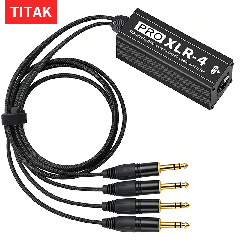 RJ45 to 4 Channel XLR Audio Extender DMX512 Network Signal Extender STP Cat5 Cat6 Cat7 for Live Stage Audio Recording Studio