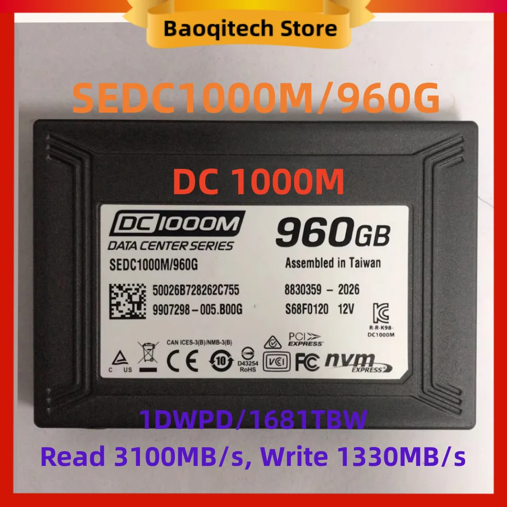 Brand New Original SEDC1000M 960G 1.92T 3.84T U2 PCle NVMe Gen3 x4 3D TCL SSD DC1000M For Kingston